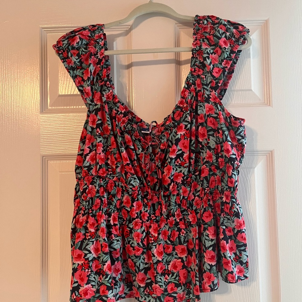 Old Navy Floral Blouse - pink and Black